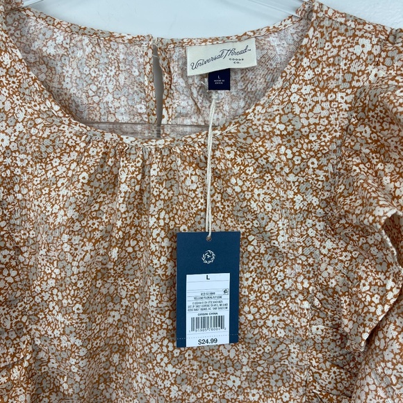 Universal Thread Yellow Floral Top Sz L - Picture 2 of 8